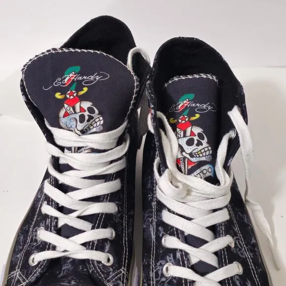 - Ed Hardy Eagle EH9037H Mens Black Canvas Lace Up  Sneakers Shoes 9.5
