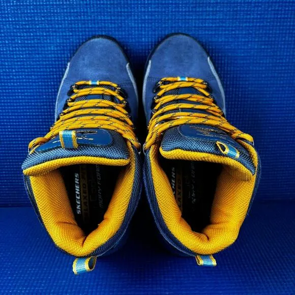 🔴 SKECHERS RELAXED FIT TREGO Women`s Size 5 Blue Yellow Hiking Boots 158258