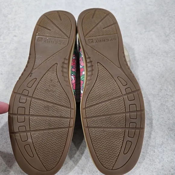 🐢 Sperry Angelfish Berry Floral Sequin Boat Shoes Size 9.5