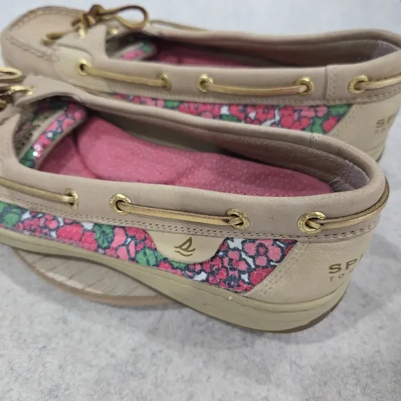 🐢 Sperry Angelfish Berry Floral Sequin Boat Shoes Size 9.5