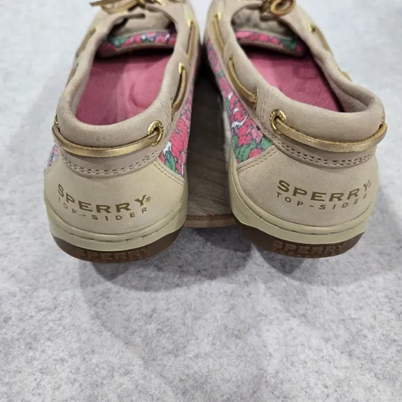 🐢 Sperry Angelfish Berry Floral Sequin Boat Shoes Size 9.5