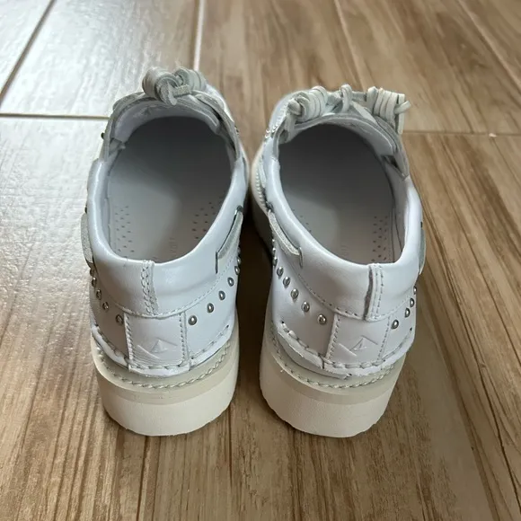 🆕 Sperry X Rebecca Minkoff white studded boat shoes NIB Size 6M