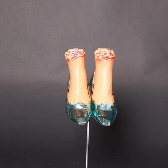 1960s Metallic Blue Kitten Heels Pumps