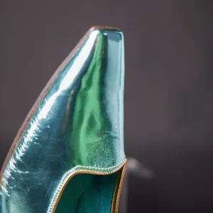 1960s Metallic Blue Kitten Heels Pumps