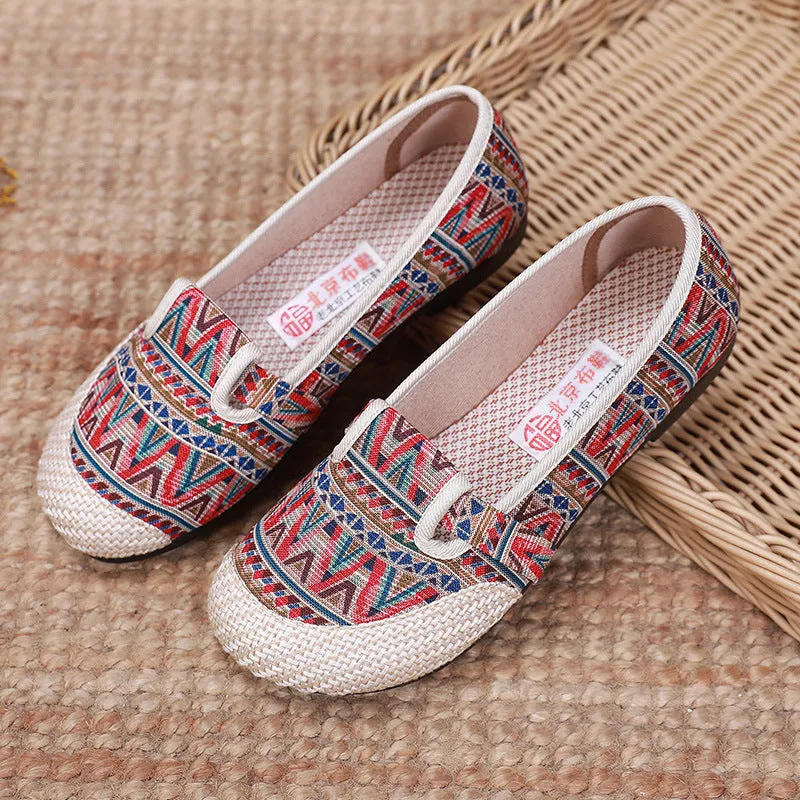 2023 Spring New Polyurethane Soft Sole Hanfu Shoes – Ethnic Style Embroidered Linen Beijing Cloth Shoes for Women