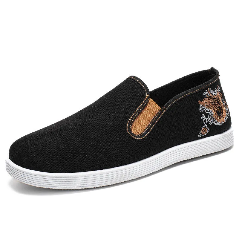 2024 New Ethnic Style Chinese Embroidered Canvas Shoes – Breathable Slip-On Men’s Summer Shoes