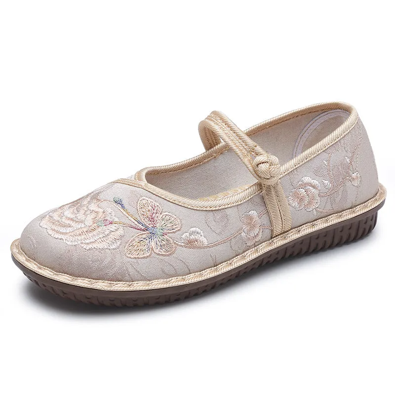 2024 New Women's Old Beijing Cloth Shoes – Spring and Autumn Ethnic Style Embroidered Hanfu Flats for Middle-Aged and Elderly Women