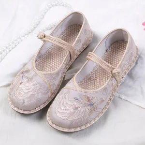 2024 New Women's Old Beijing Cloth Shoes – Spring and Autumn Ethnic Style Embroidered Hanfu Flats for Middle-Aged and Elderly Women