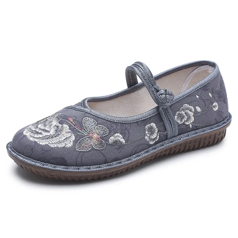 2024 New Women's Old Beijing Cloth Shoes – Spring and Autumn Ethnic Style Embroidered Hanfu Flats for Middle-Aged and Elderly Women