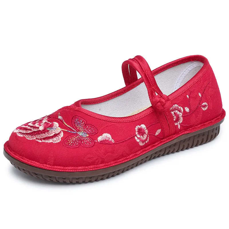 2024 New Women's Old Beijing Cloth Shoes – Spring and Autumn Ethnic Style Embroidered Hanfu Flats for Middle-Aged and Elderly Women