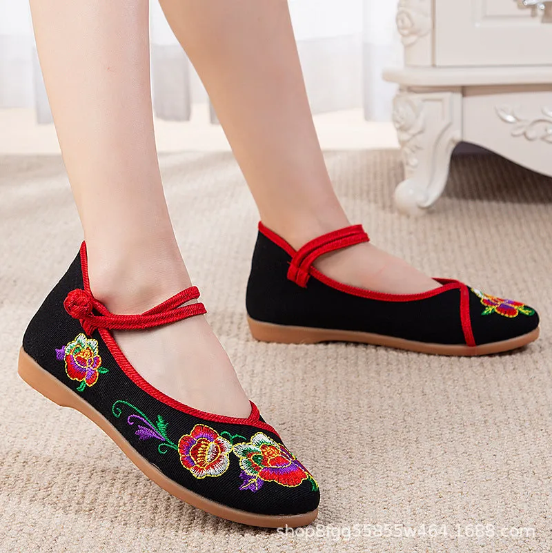 2024 New Women's Old Beijing High-Top Embroidered Shoes – Traditional Chinese Style, Hanfu, Dance Shoes for Middle-Aged and Elderly Women