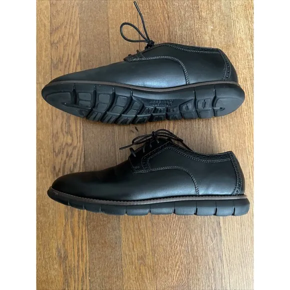 204637 MS50 HOLDEN MEN'S SHOES 9.5 M BLACK LEATHER LACE UP JOHNSTON &amp; MURPHY