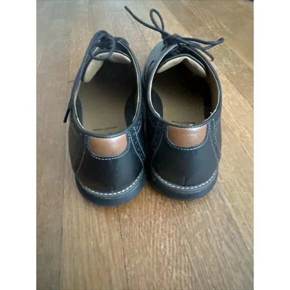 204637 MS50 HOLDEN MEN'S SHOES 9.5 M BLACK LEATHER LACE UP JOHNSTON &amp; MURPHY