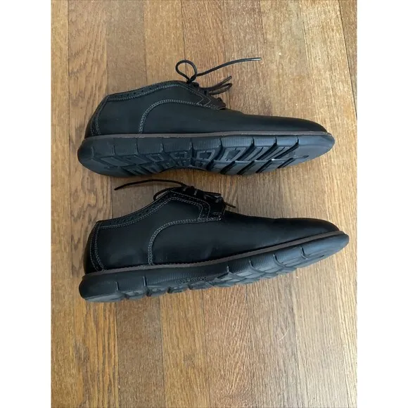 204637 MS50 HOLDEN MEN'S SHOES 9.5 M BLACK LEATHER LACE UP JOHNSTON &amp; MURPHY