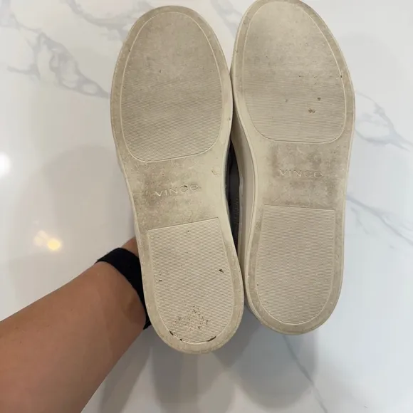 $249 Vince Warren Tweed Sneaker Slip-On Shoes Women's Sz 8 Light Gray