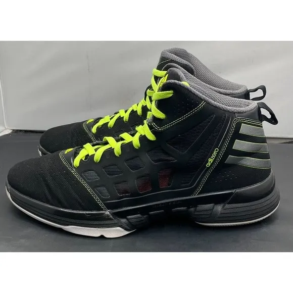 Adidas Adizero Shadow Rare Black Volt NBA Basketball Shoes Mens 14 Fast Shipping