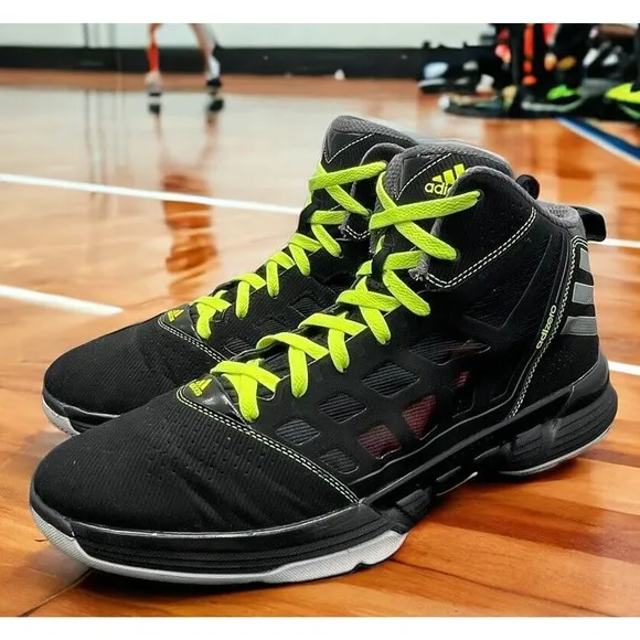 Adidas Adizero Shadow Rare Black Volt NBA Basketball Shoes Mens 14 Fast Shipping