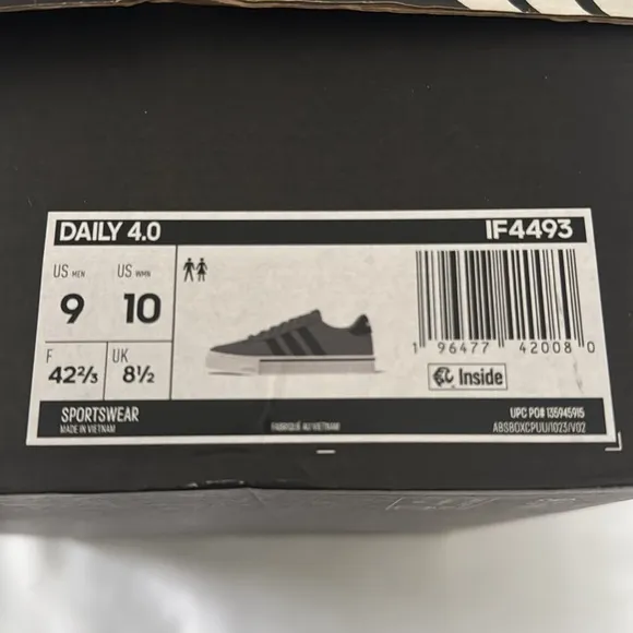Adidas Canvas Shoes Mens 9 Gray Daily 4.0