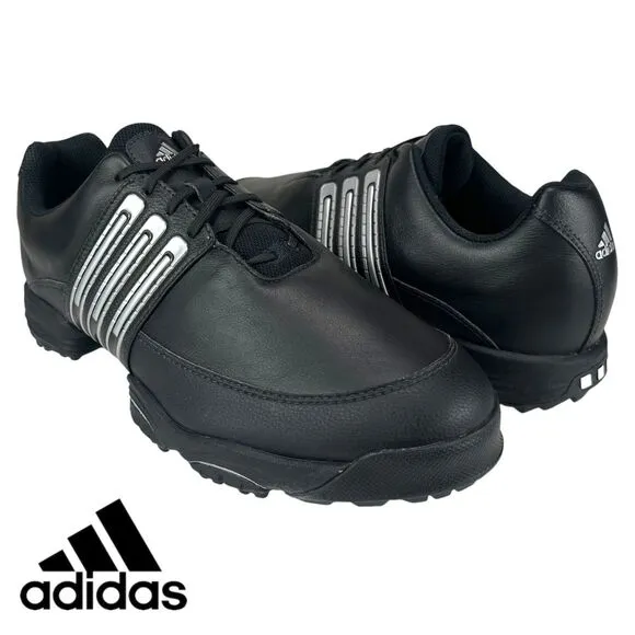 Adidas Men's 9 Black/Silver Traxion Soft Spike Golf‎ Shoes 791003