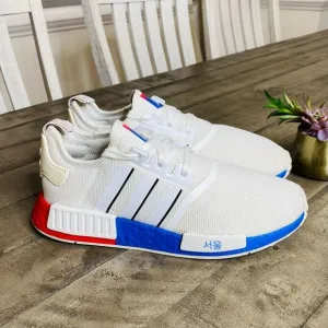 Adidas Men's NMD_R1 Seoul South Korea Sneakers White Red Blue 9.5