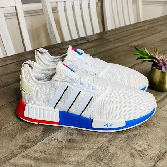 Adidas Men's NMD_R1 Seoul South Korea Sneakers White Red Blue 9.5