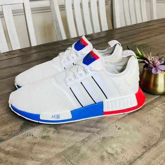 Adidas Men's NMD_R1 Seoul South Korea Sneakers White Red Blue 9.5