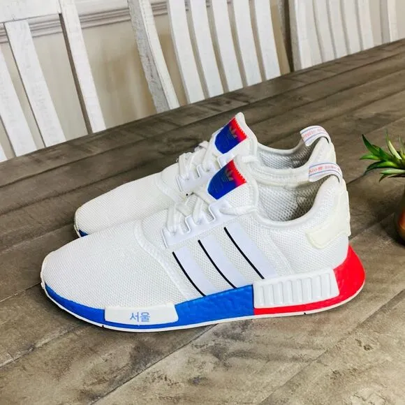 Adidas Men's NMD_R1 Seoul South Korea Sneakers White Red Blue 9.5