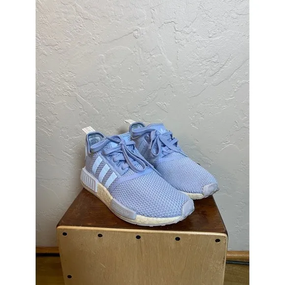 Adidas NMD R1 Light Blue Mesh Sneakers Boost Technology Athletic Running Shoes