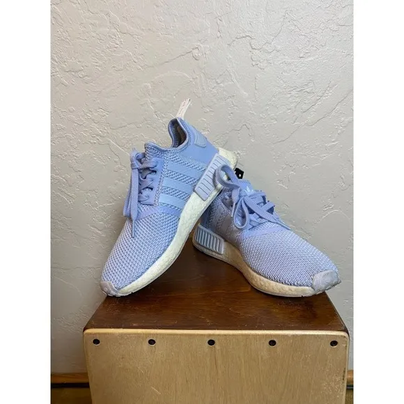 Adidas NMD R1 Light Blue Mesh Sneakers Boost Technology Athletic Running Shoes