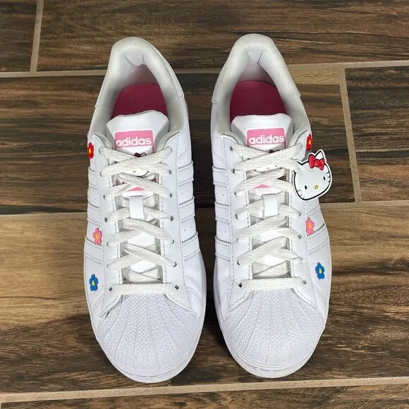 adidas Originals x Hello Kitty Superstar Youth Girls Size 7 Shoes White Sneakers
