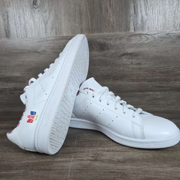 Adidas Stan Smith Colorful Trefoil Streetware White Leather Shoes Sneakers Sz 12
