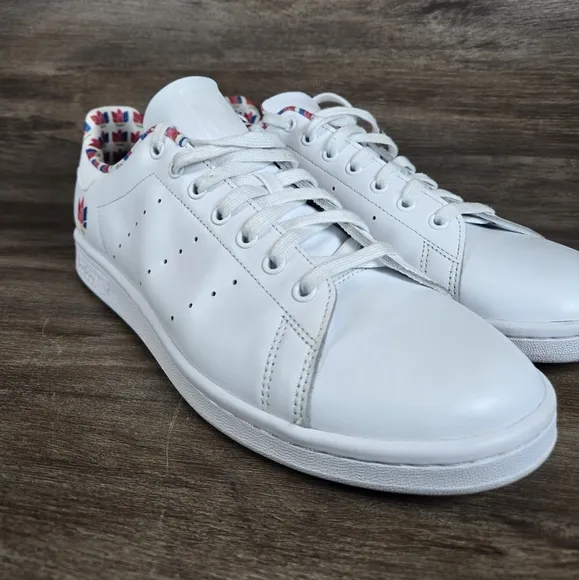 Adidas Stan Smith Colorful Trefoil Streetware White Leather Shoes Sneakers Sz 12