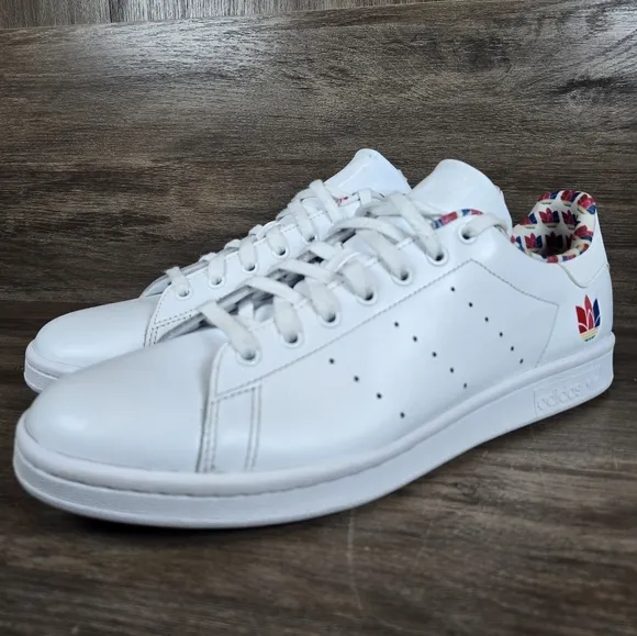 Adidas Stan Smith Colorful Trefoil Streetware White Leather Shoes Sneakers Sz 12