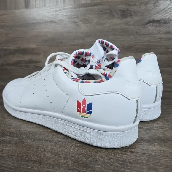 Adidas Stan Smith Colorful Trefoil Streetware White Leather Shoes Sneakers Sz 12