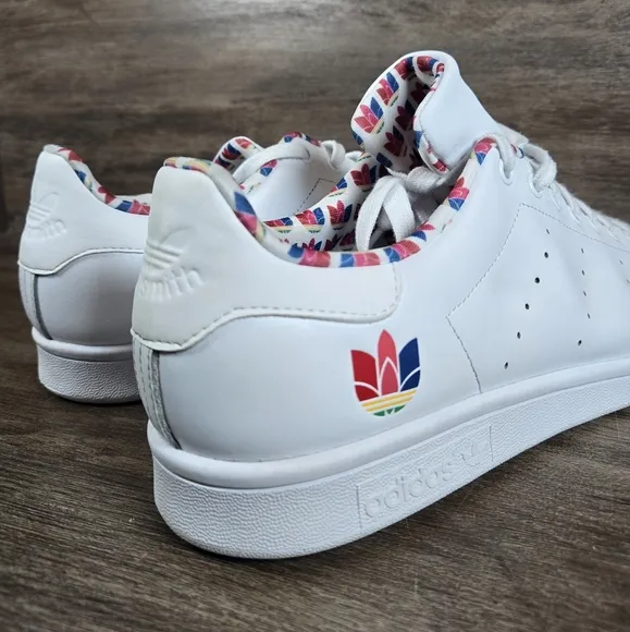 Adidas Stan Smith Colorful Trefoil Streetware White Leather Shoes Sneakers Sz 12