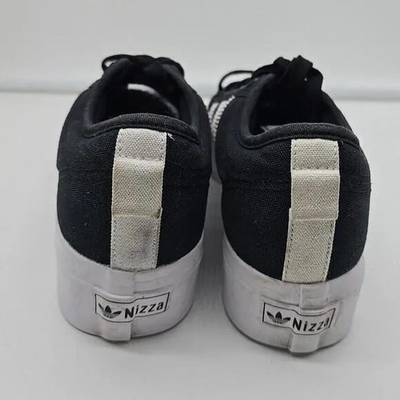Adidas Womens Nizza FV5321 Black Lace-Up Sneaker Shoes Size 8 1/2