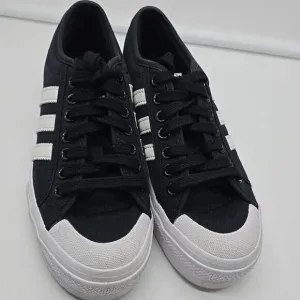 Adidas Womens Nizza FV5321 Black Lace-Up Sneaker Shoes Size 8 1/2