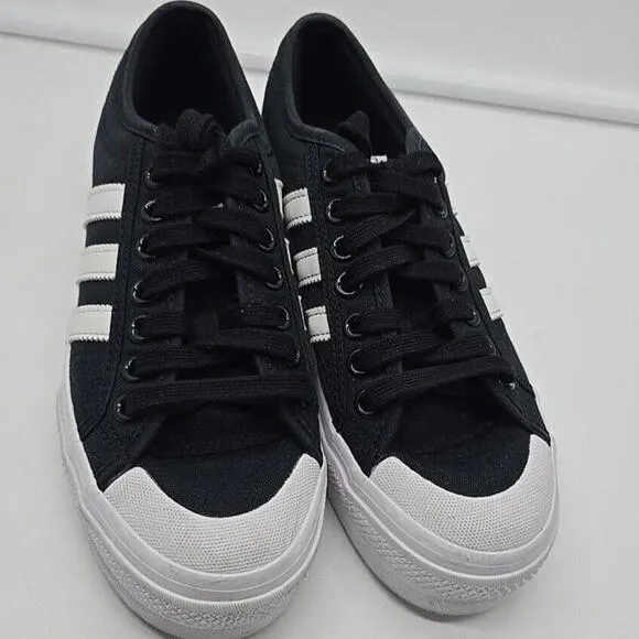Adidas Womens Nizza FV5321 Black Lace-Up Sneaker Shoes Size 8 1/2