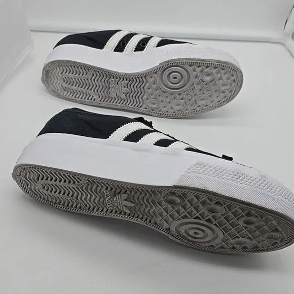 Adidas Womens Nizza FV5321 Black Lace-Up Sneaker Shoes Size 8 1/2