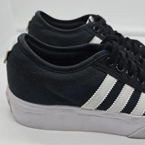 Adidas Womens Nizza FV5321 Black Lace-Up Sneaker Shoes Size 8 1/2