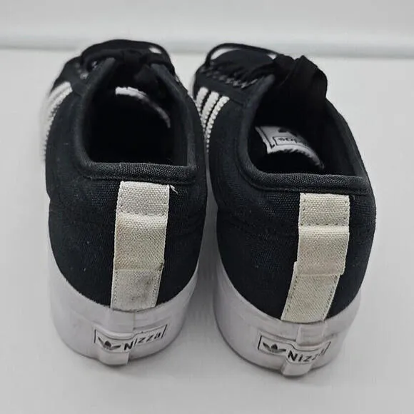 Adidas Womens Nizza FV5321 Black Lace-Up Sneaker Shoes Size 8 1/2