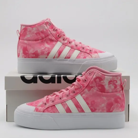 Adidas Womens Sportswear Bravada 2.0 Platform Mid Shoes Pink/White Size 9