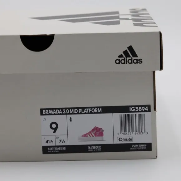 Adidas Womens Sportswear Bravada 2.0 Platform Mid Shoes Pink/White Size 9