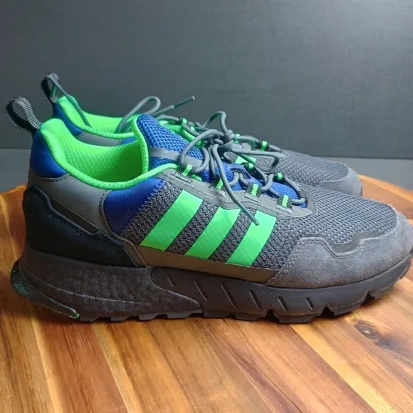 Adidas ZX 1K Boost Men's Shoes Grey Six Screaming Green Core Black H00430‎