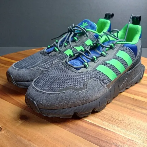 Adidas ZX 1K Boost Men's Shoes Grey Six Screaming Green Core Black H00430‎
