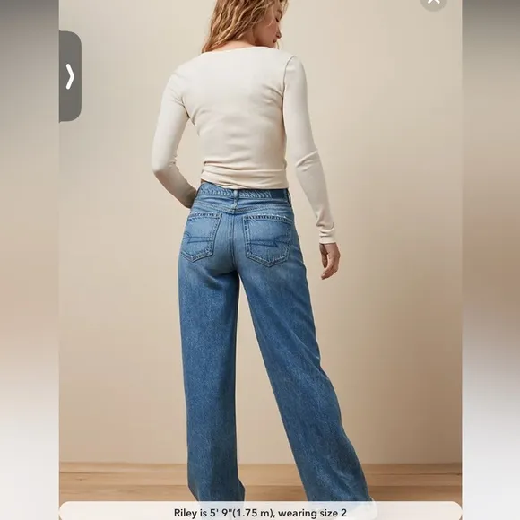 AE Dreamy Drape Super High-Waisted Baggy Wide-Leg Jean, size 16L