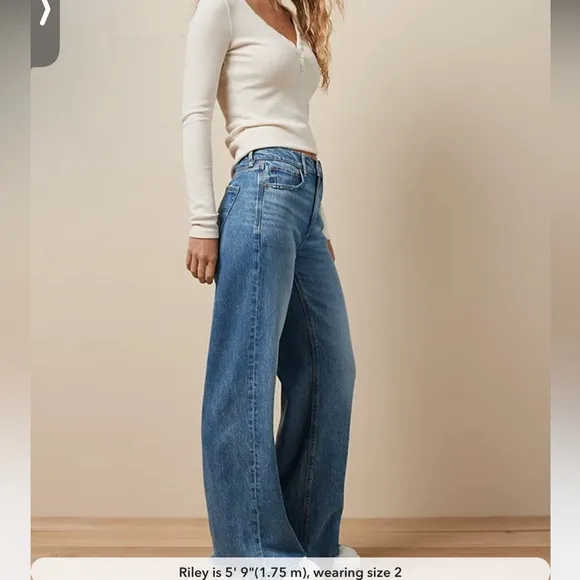 AE Dreamy Drape Super High-Waisted Baggy Wide-Leg Jean, size 16L