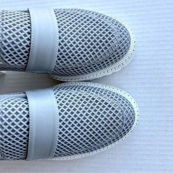 Aerosoles Ronnie Gray Mesh Fabric Preppy Loafers White Platform Soles Women 8