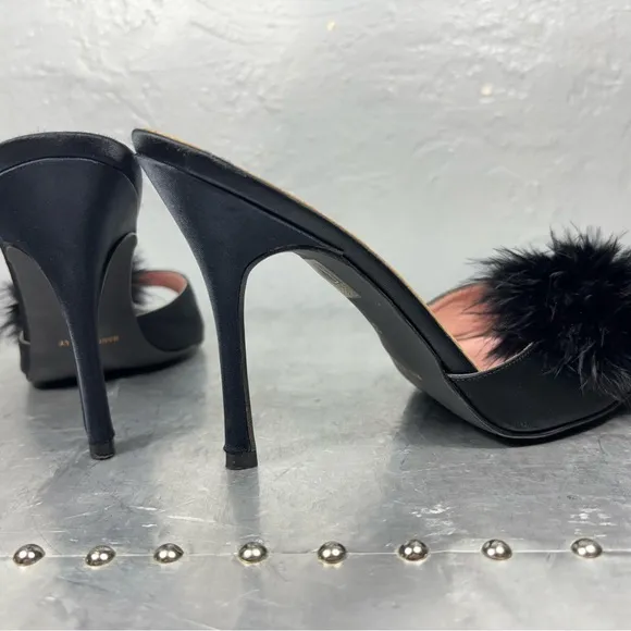 Agent Provocateur Satin Heels with Fur Pom
