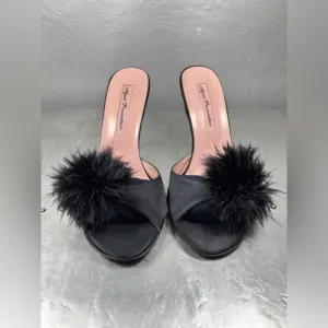 Agent Provocateur Satin Heels with Fur Pom